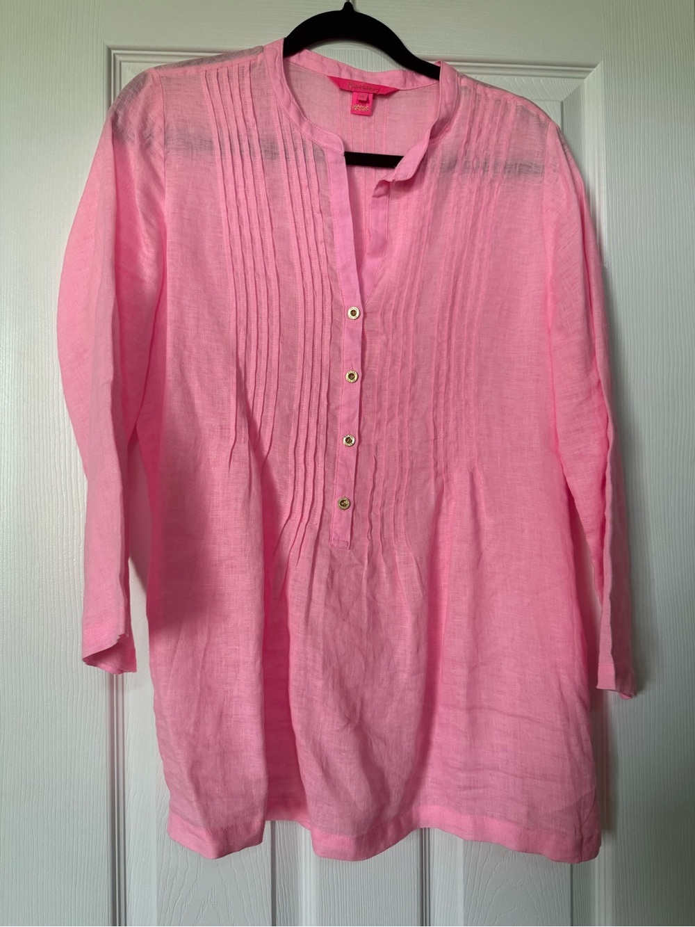 Lilly Pulitzer Pink Long-Sleeve Pintuck Tunic